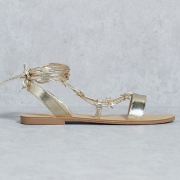 Forever 21 Shoes - NWT gold Mini Stars Tie Up Sandals